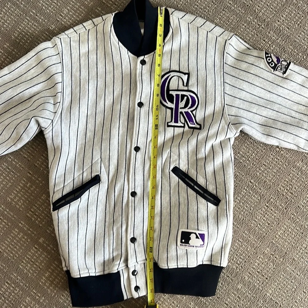 ** Vintage 90s MLB **  Felco Colorado Rockies Pinstripe Bomber Jacket - Large